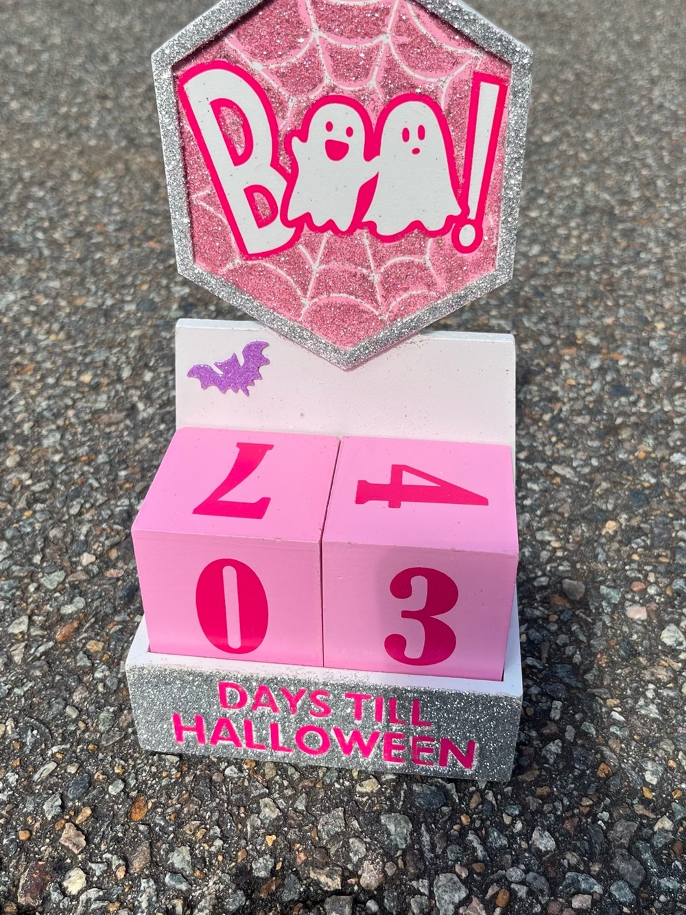 Kids Pink Halloween Countdown Blocks - 'Boo' Themed Costume Accessory